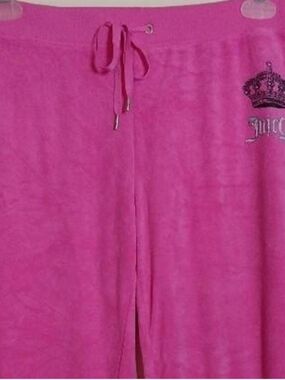 Juicy Couture Pink Capri Velour Track Pants with Logo Waistband